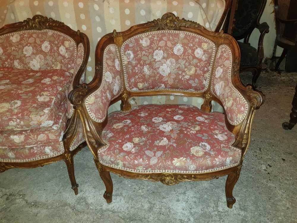 Pair of late 19th century carved walnut fauteuil View II