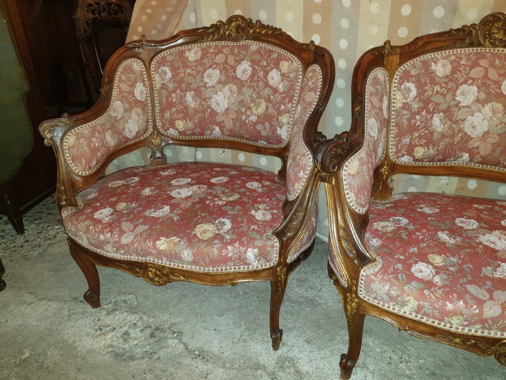 Pair of late 19th century carved walnut fauteuil View III
