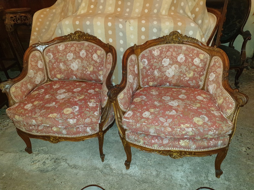 Pair of late 19th century carved walnut fauteuil View IV