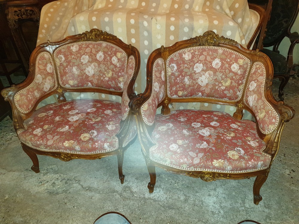 Pair of late 19th century carved walnut fauteuil View VI