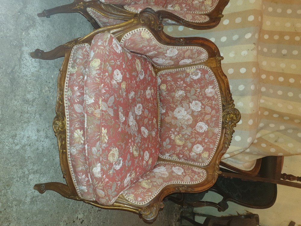 Pair of late 19th century carved walnut fauteuil View VII