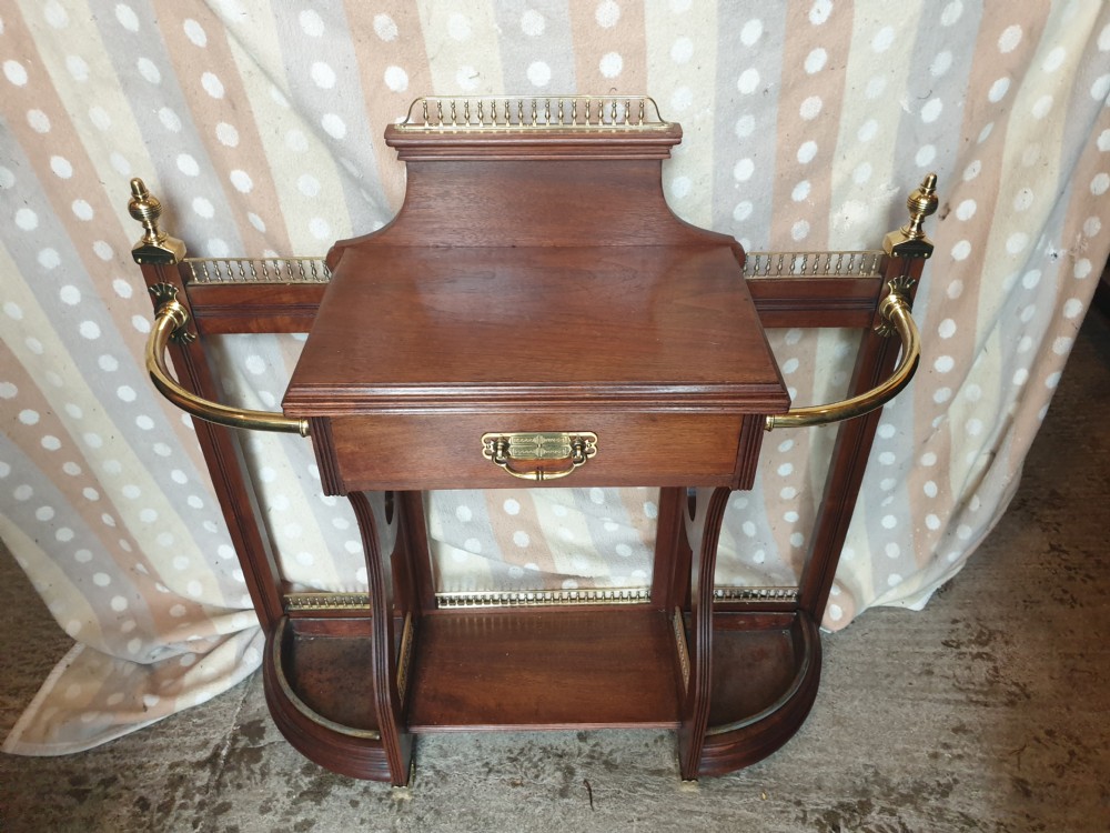 Late Victorian walnut and brass mounted umbrella hall stand 