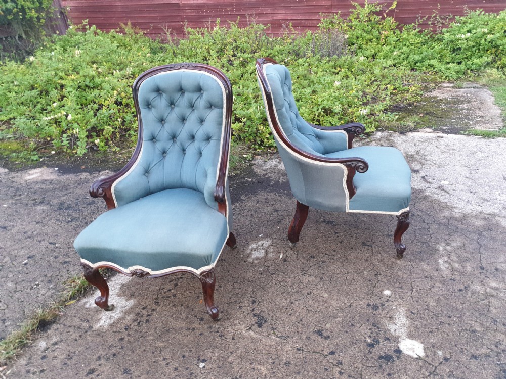 Pair of Mid Victorian rosewood bedroom chairs 