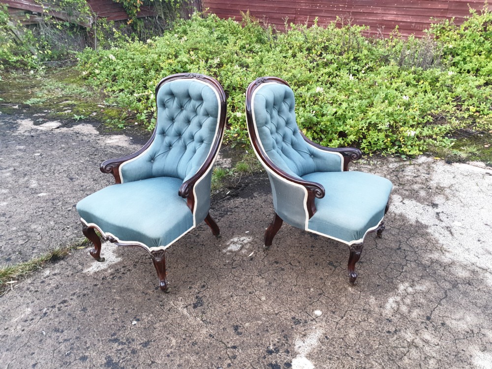 Pair of Mid Victorian rosewood bedroom chairs  View V