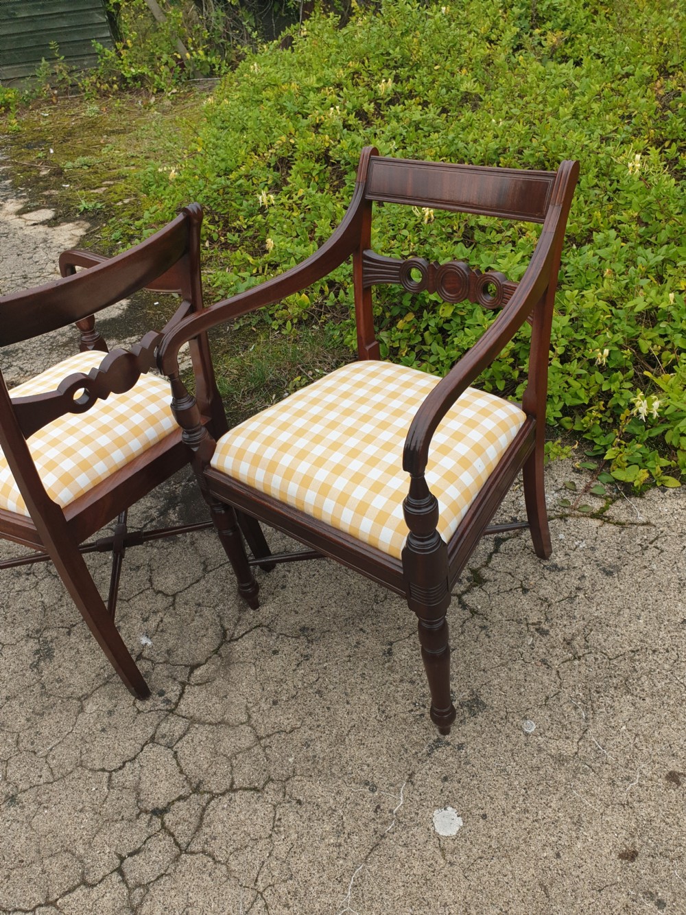 Very close pair of 19th century mahogany desk armchairs View II