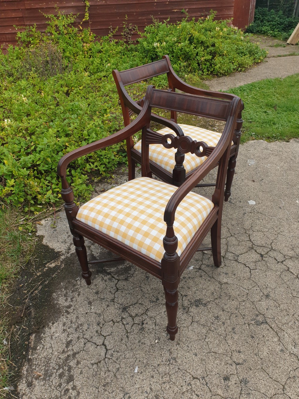Very close pair of 19th century mahogany desk armchairs View III