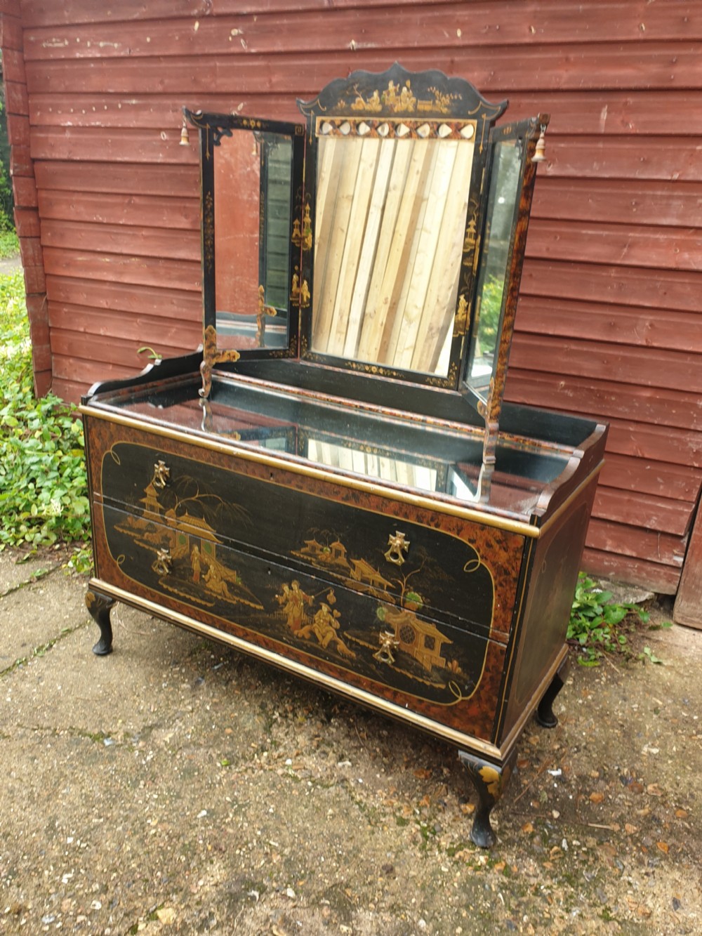 Unusual decorated Edwardian dressing chest View II
