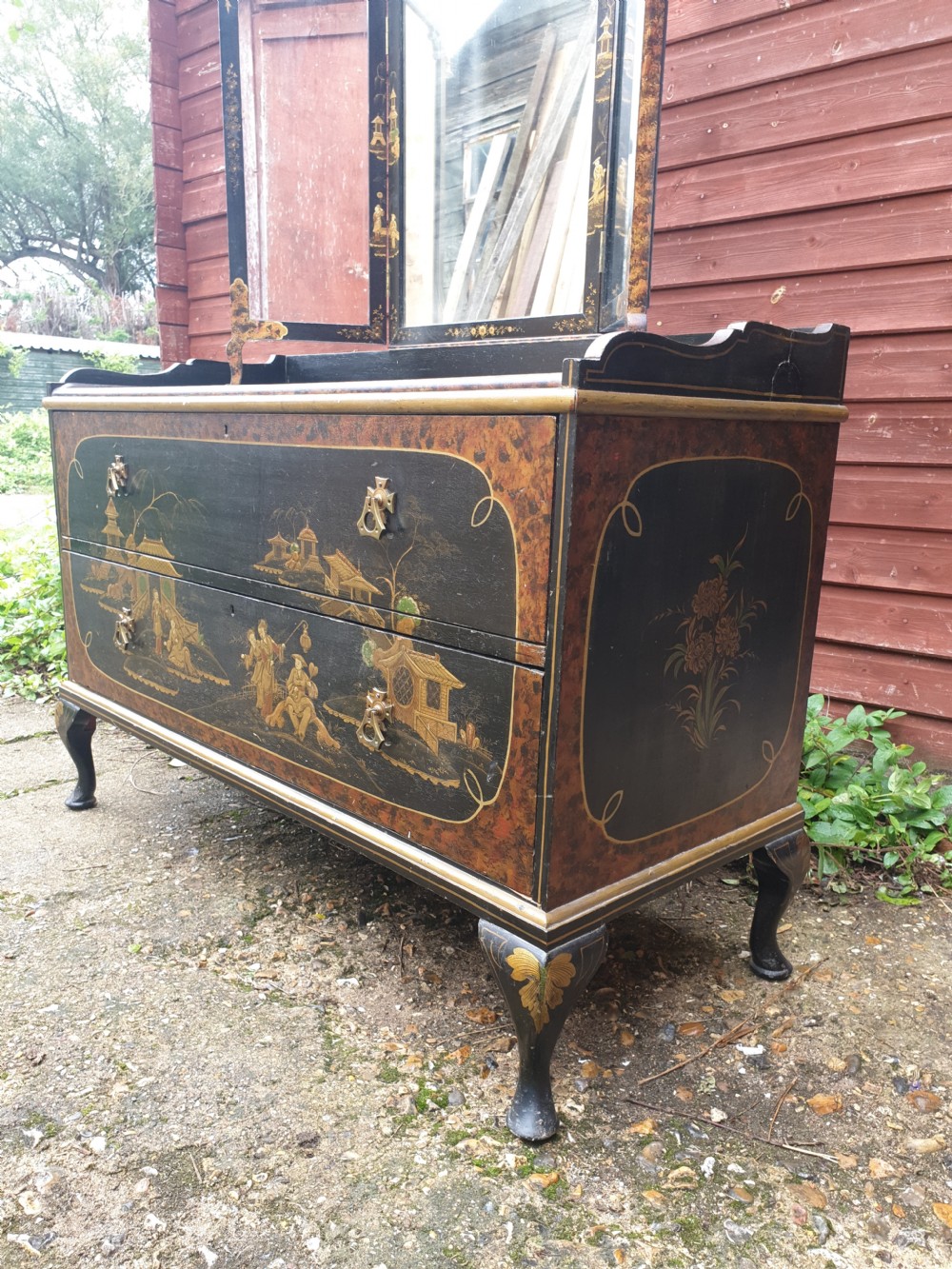 Unusual decorated Edwardian dressing chest View IV