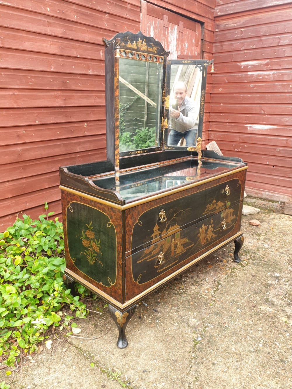 Unusual decorated Edwardian dressing chest View V