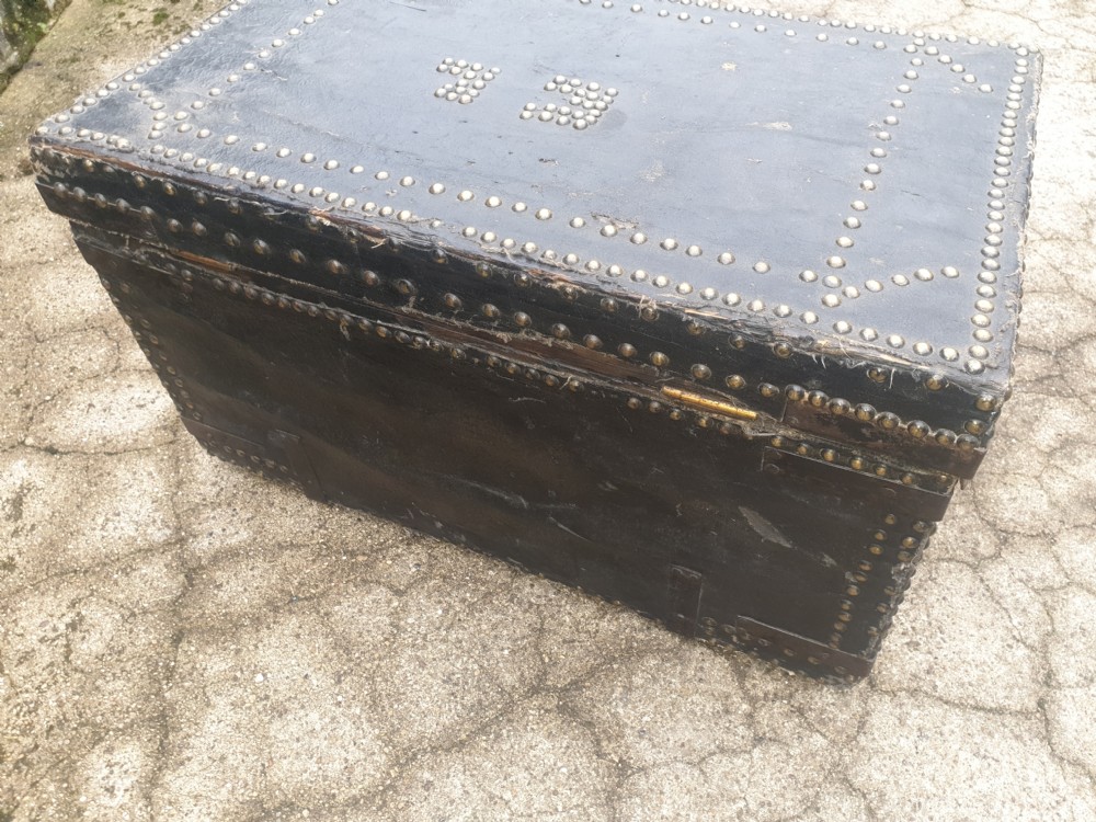 Early 19th century studded travelling trunk View III