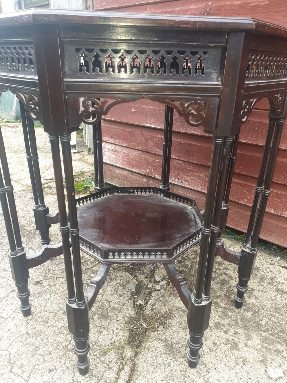 Edwardian mahogany octagonal occasional table.  View III