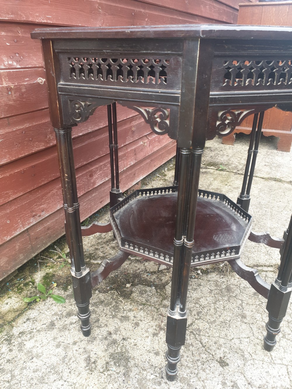 Edwardian mahogany octagonal occasional table.  View IV