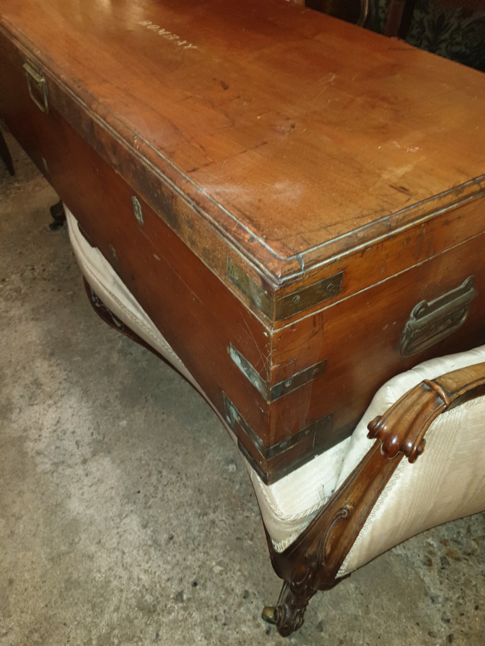 Large teak travelling trunk View IV