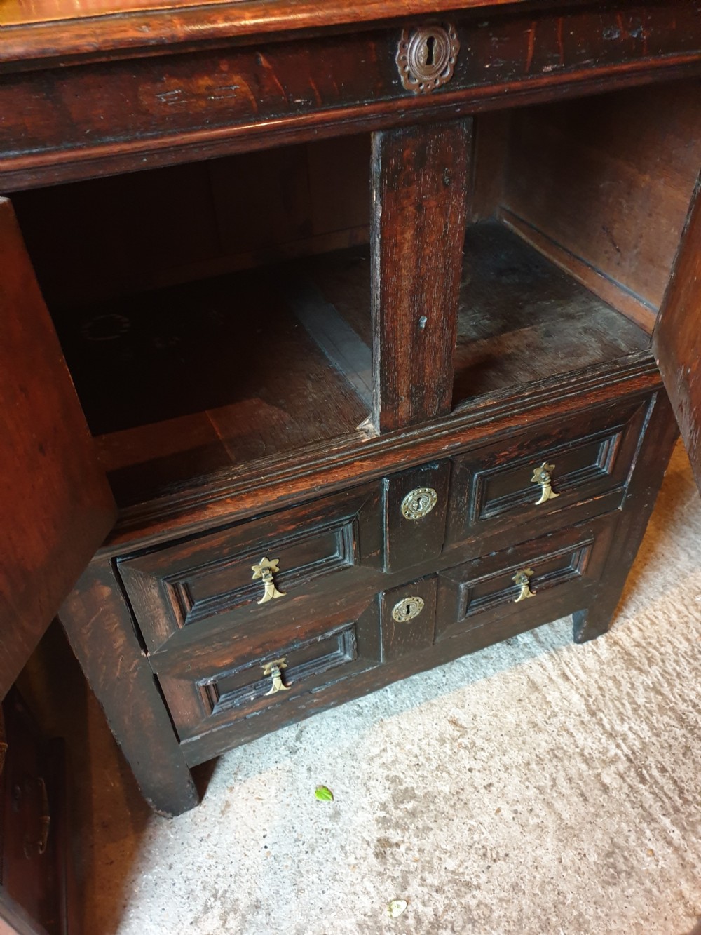 18th century oak 2 drawer cupboard  View IV
