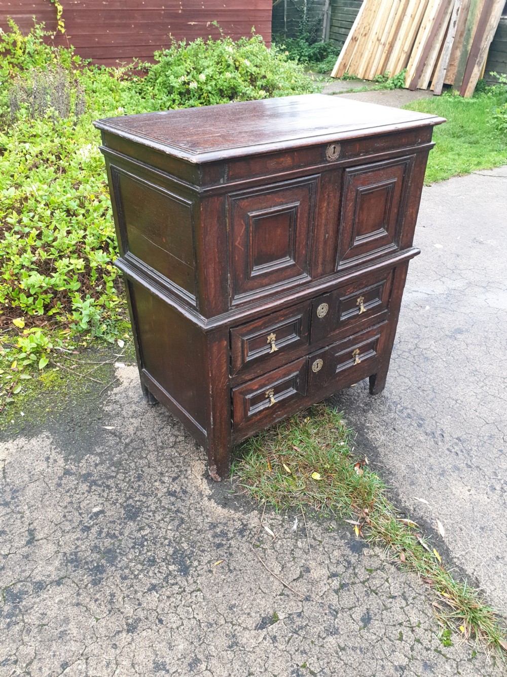 18th century oak 2 drawer cupboard  View VII