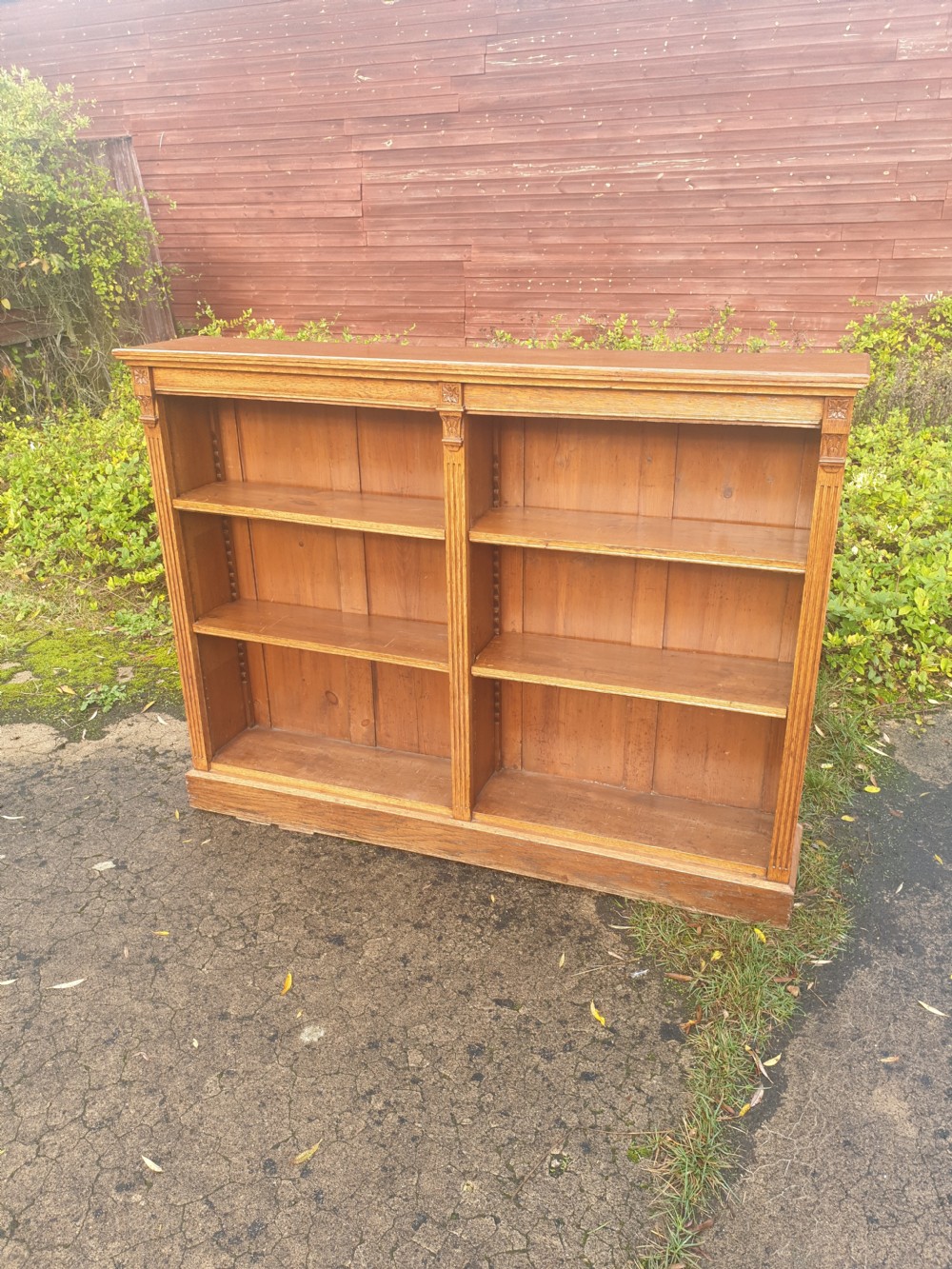 Late Victorian oak open bookcase 