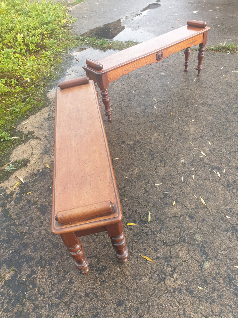 2 19th century hall benches  View IV