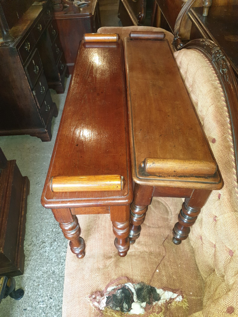 2 19th century hall benches  View IX