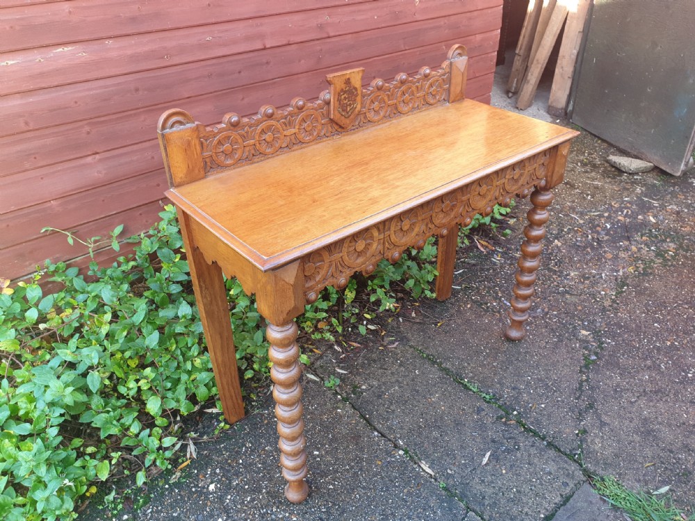 Victorian carved oak hall table View IV