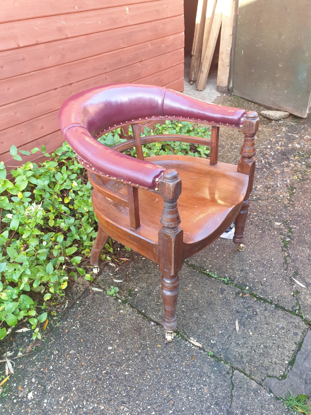 Victorian desk armchair by Heals. View IV