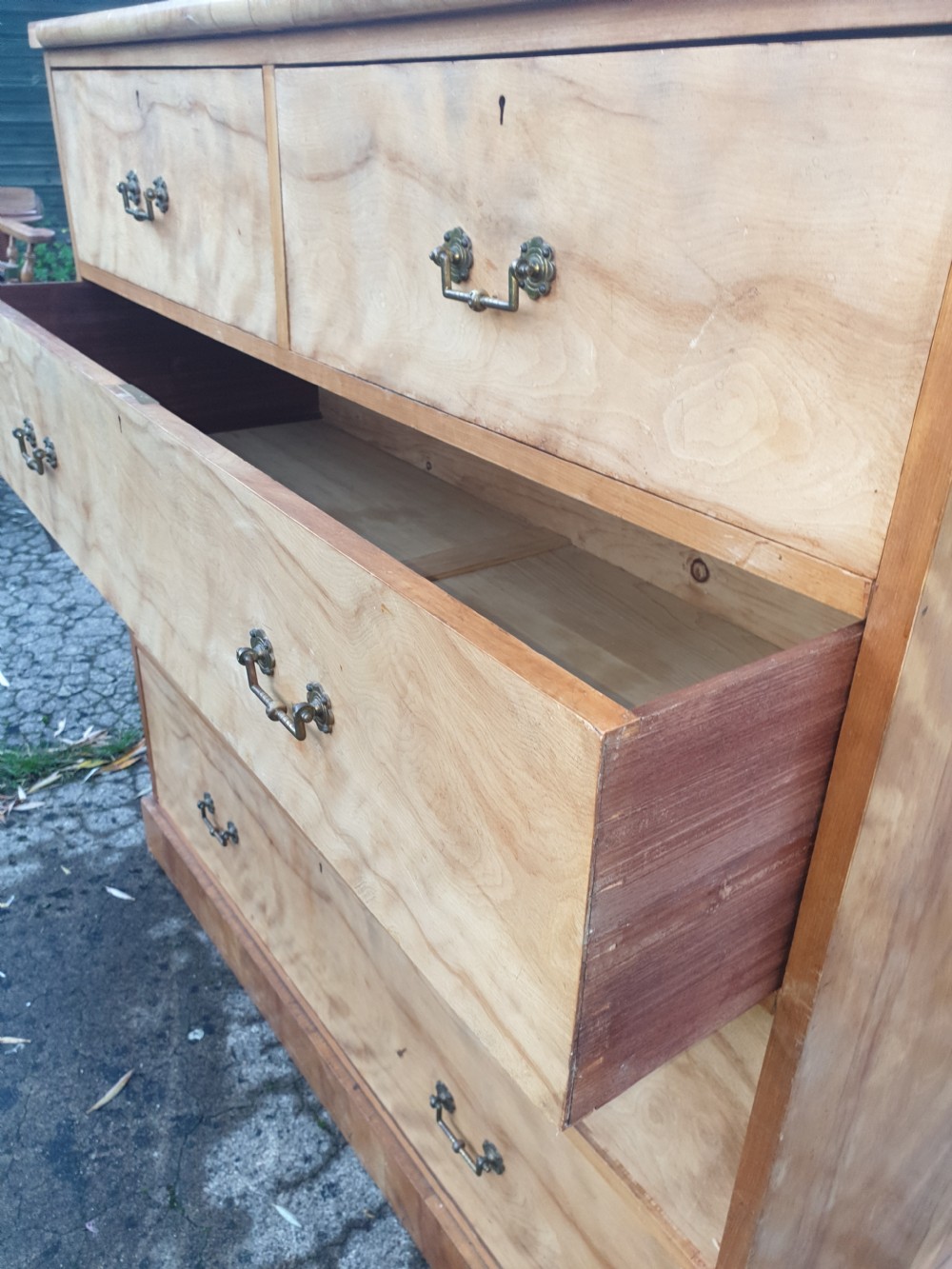 Victorian satin birch chest of drawers  View IV
