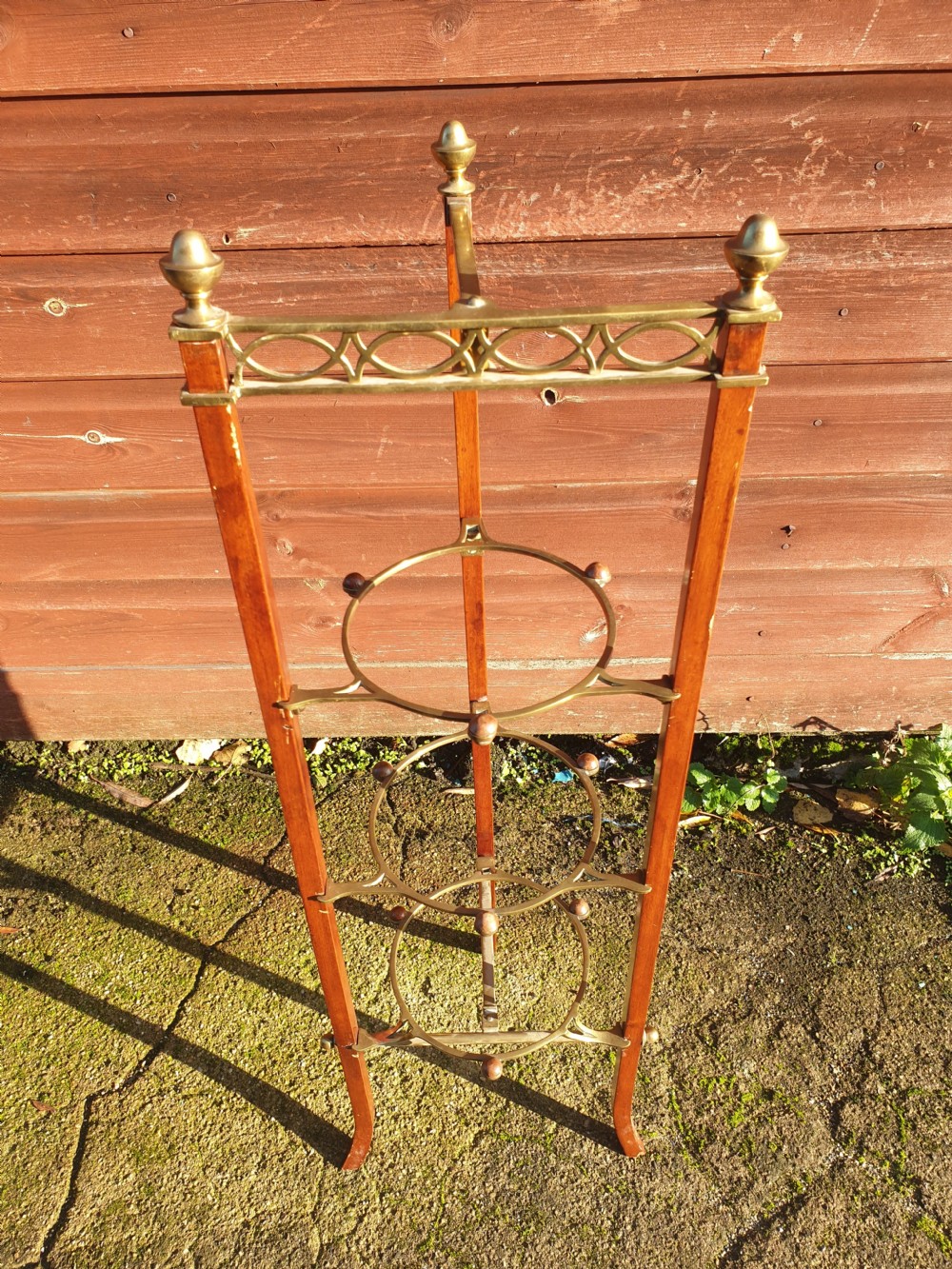 Good brass and mahogany folding cake stand View III