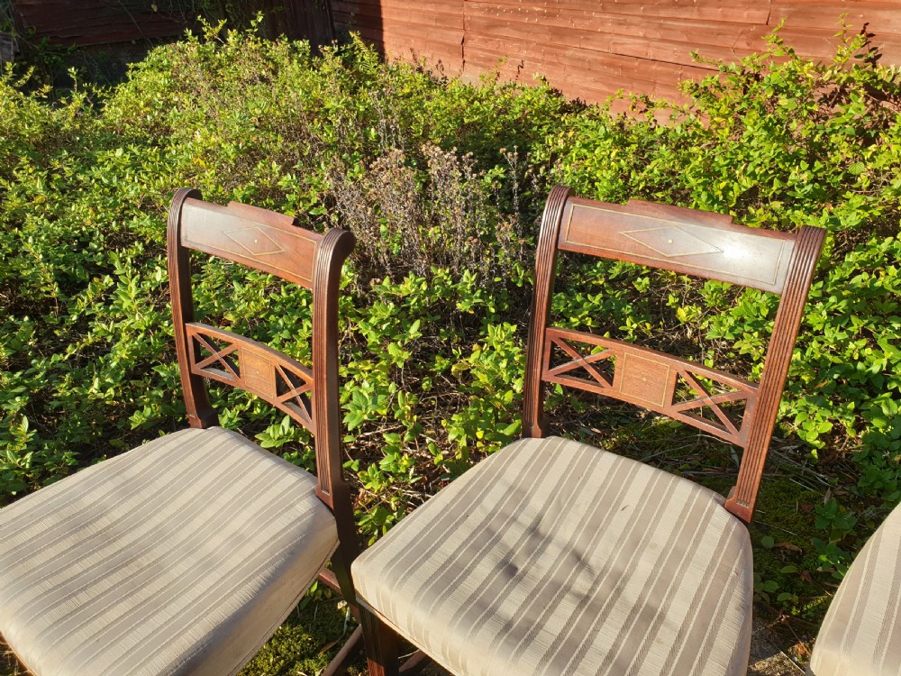 Set of 4 good quality brass inlaid Regency mahogany chairs View III