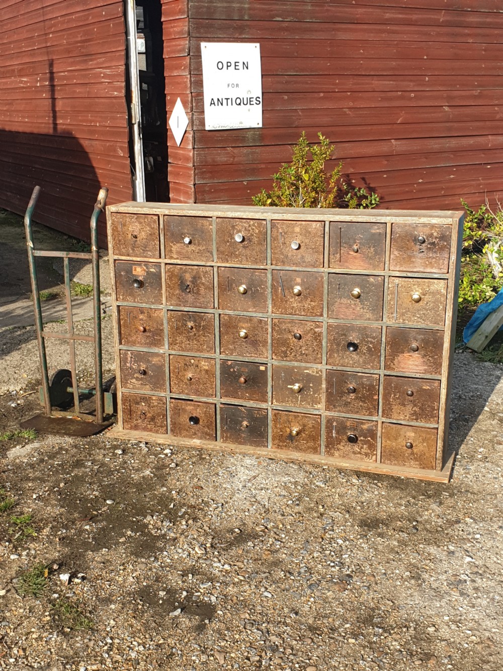 Large bank of ironmongers drawers