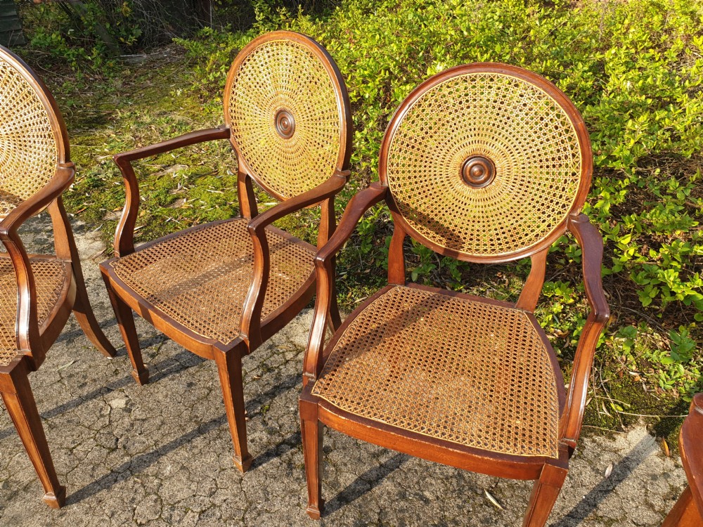 Set of 4 early 20th century mahogany canes armchairs  View II