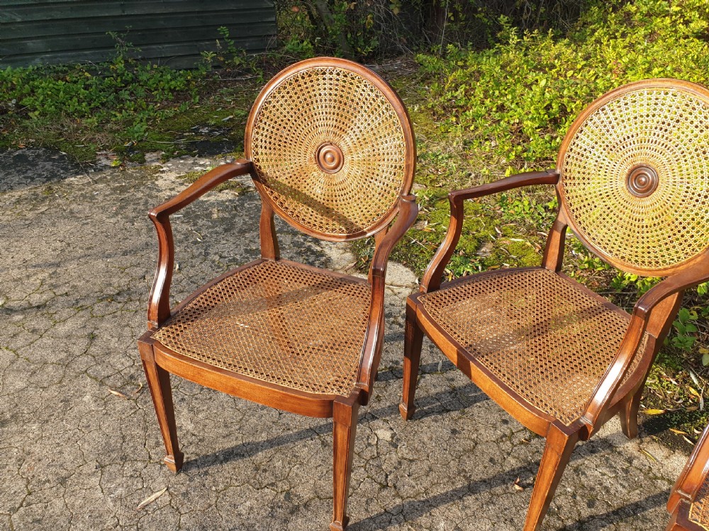 Set of 4 early 20th century mahogany canes armchairs  View III