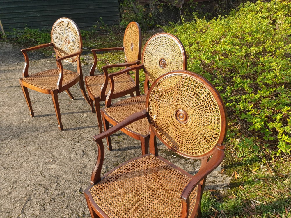 Set of 4 early 20th century mahogany canes armchairs  View IV