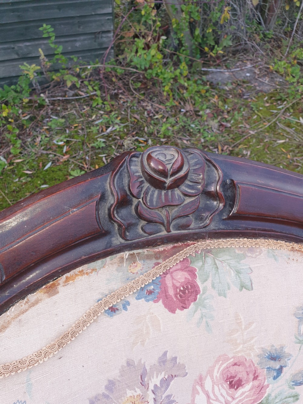 Late Victorian mahogany framed armchair.  View II