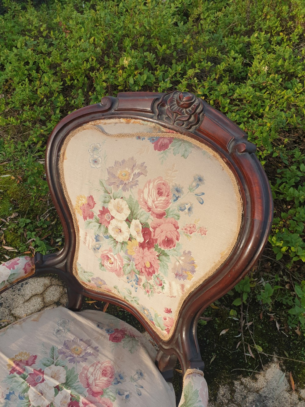 Late Victorian mahogany framed armchair.  View III