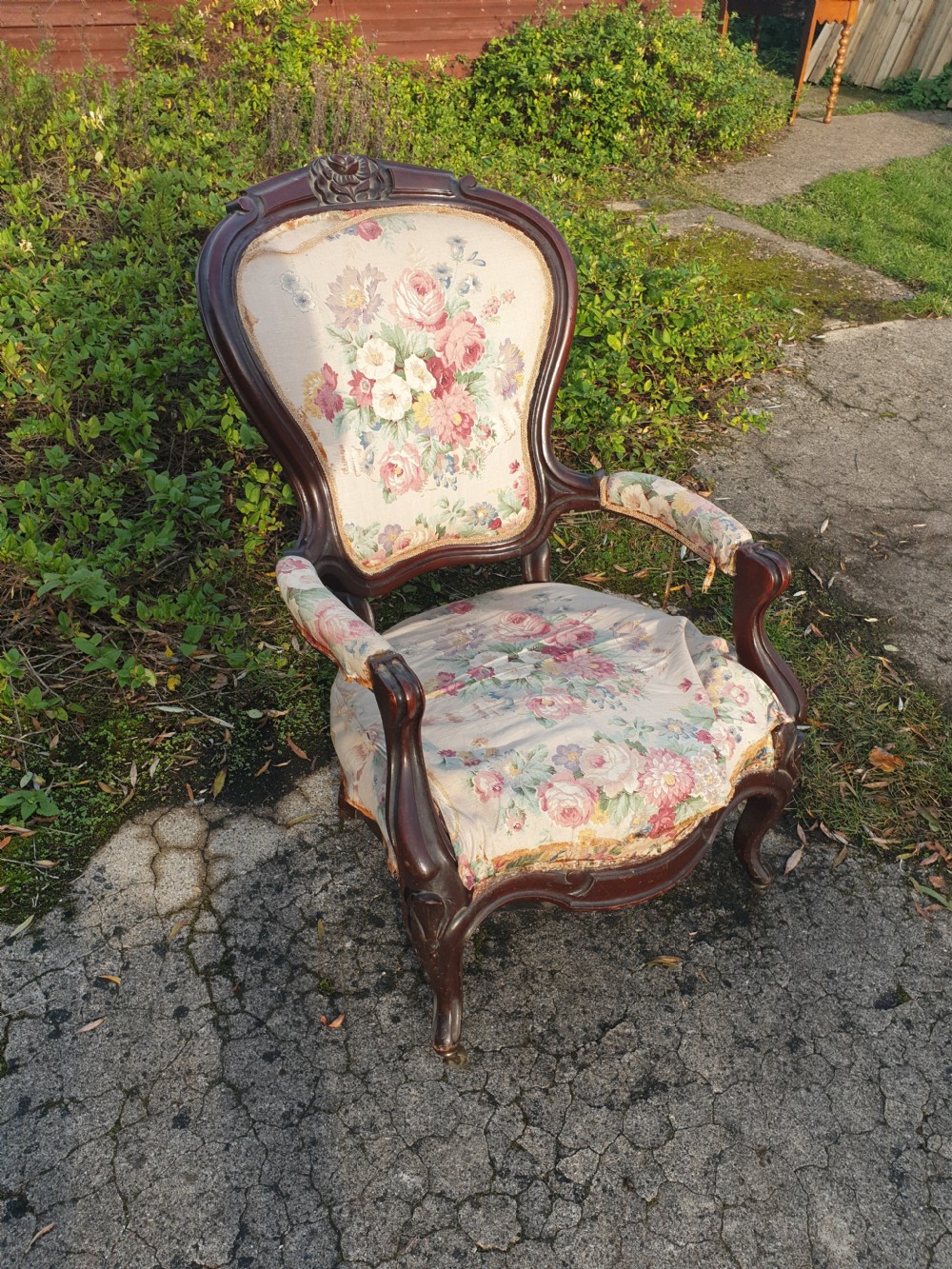 Late Victorian mahogany framed armchair.  View IV