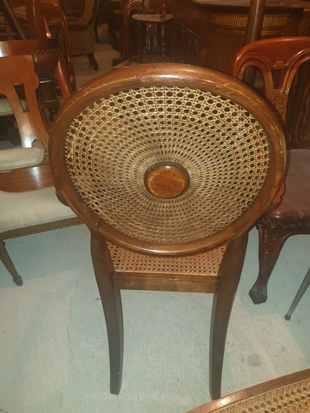 Pair of mahogany caned armchairs  View V