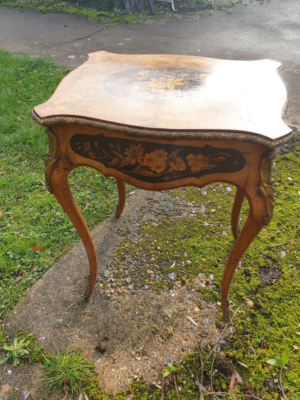 Pretty inlaid Victorian work table View III