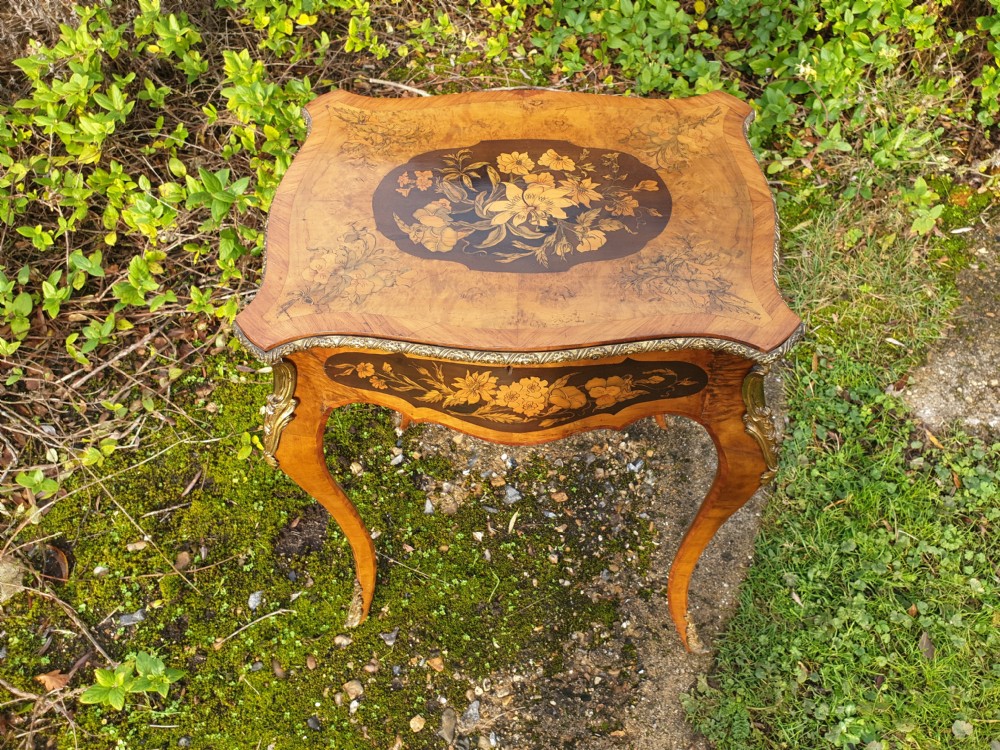 Pretty inlaid Victorian work table View IV