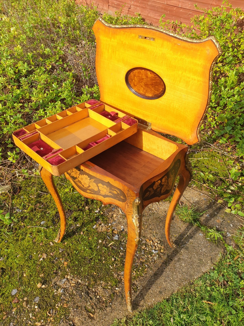 Pretty inlaid Victorian work table View V