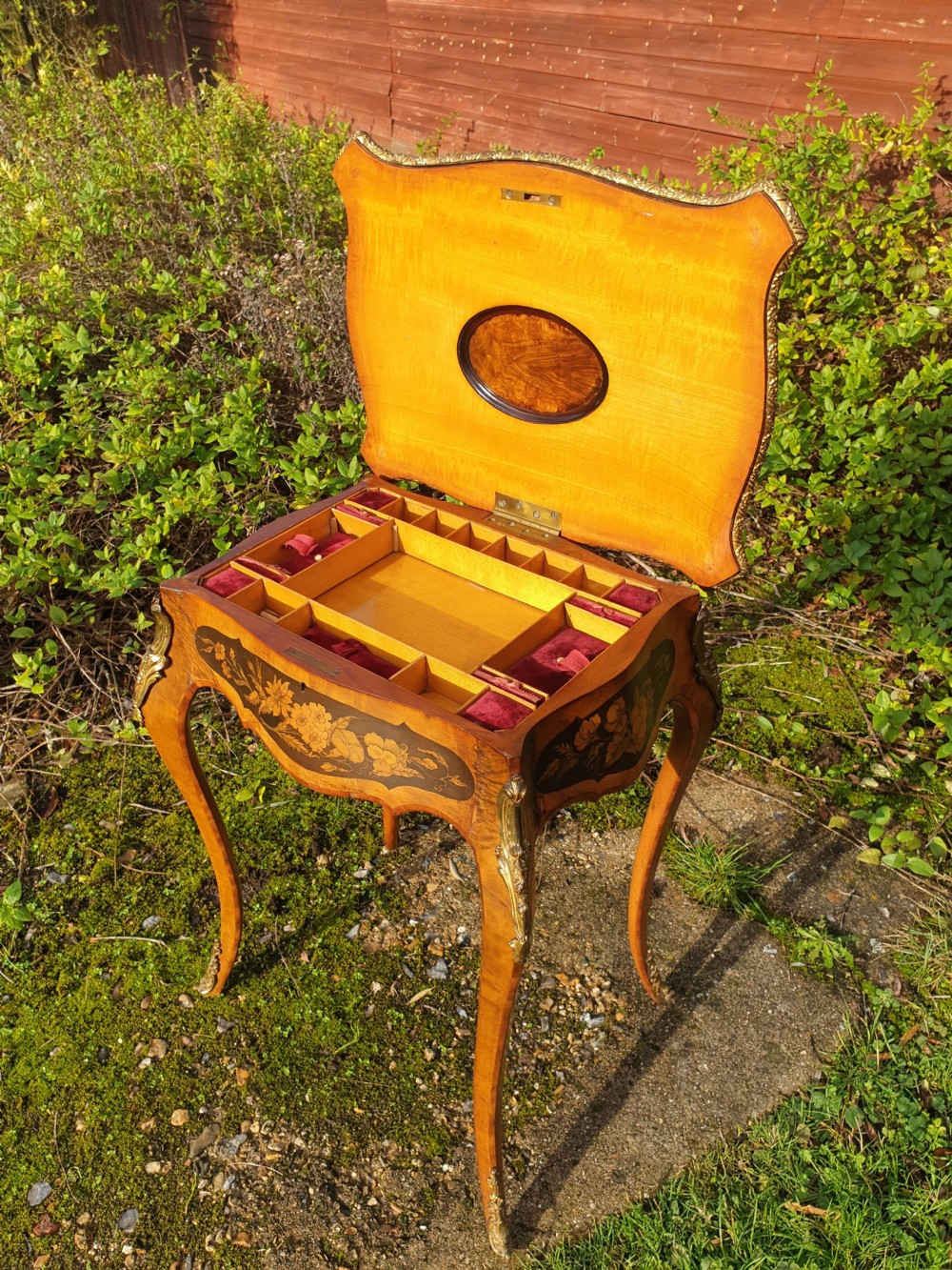 Pretty inlaid Victorian work table View VI