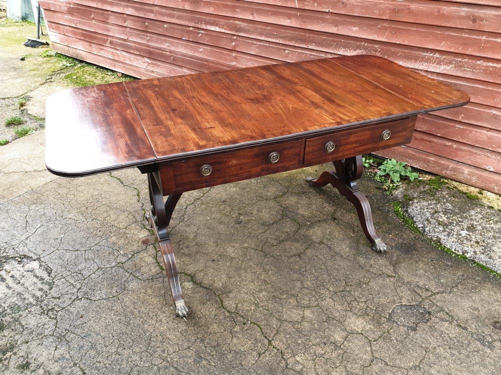 Regency mahogany 2 drawer sofa table  View V