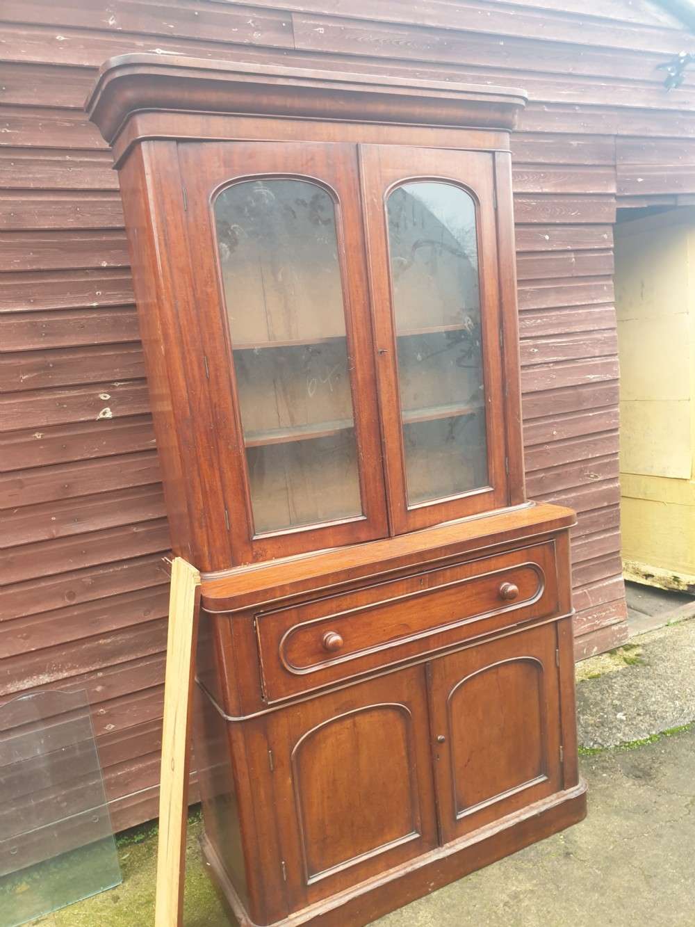 Victorian mahogany secretaire bookcase 