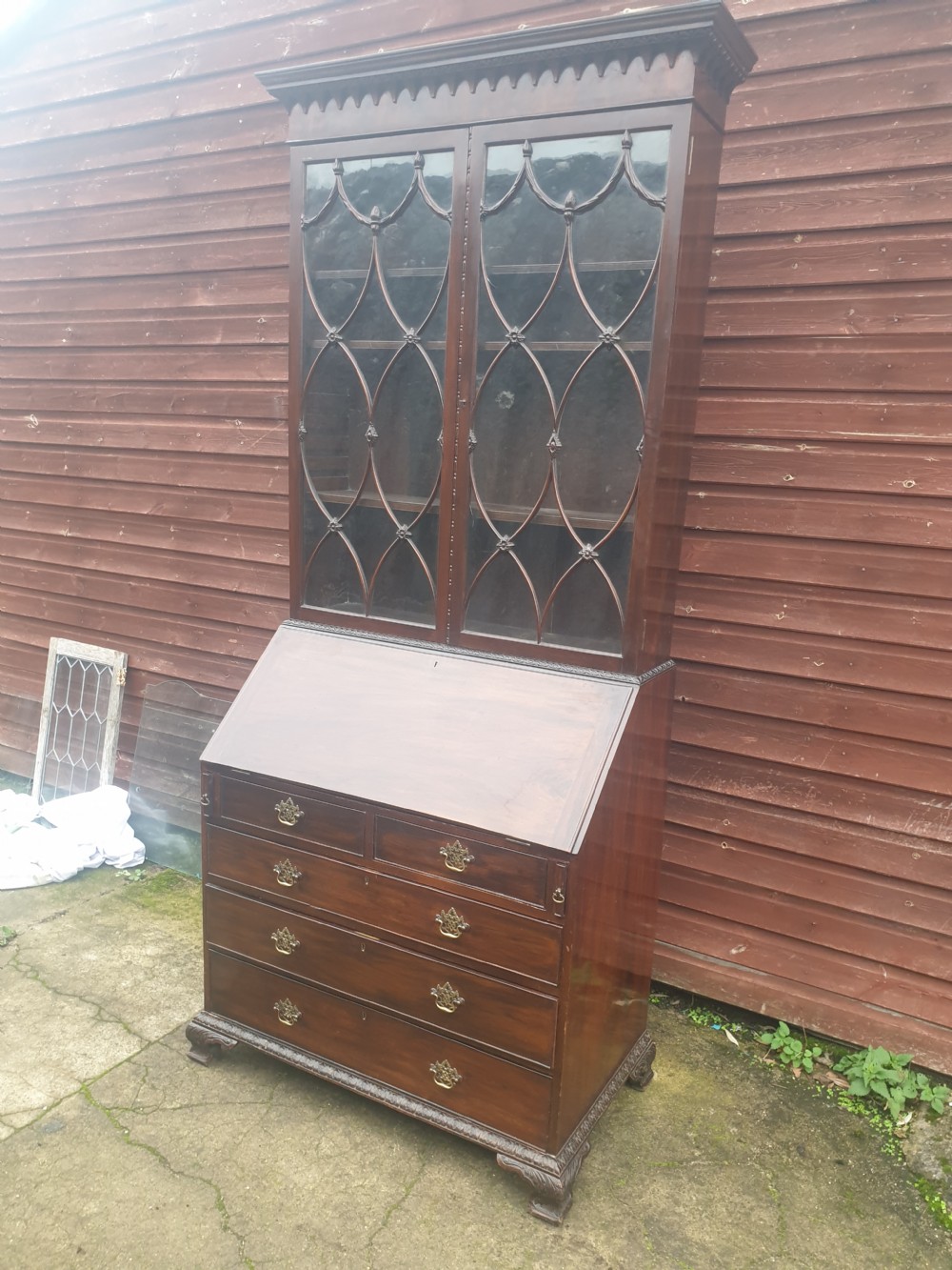 Edwardian mahogany bureau bookcase 