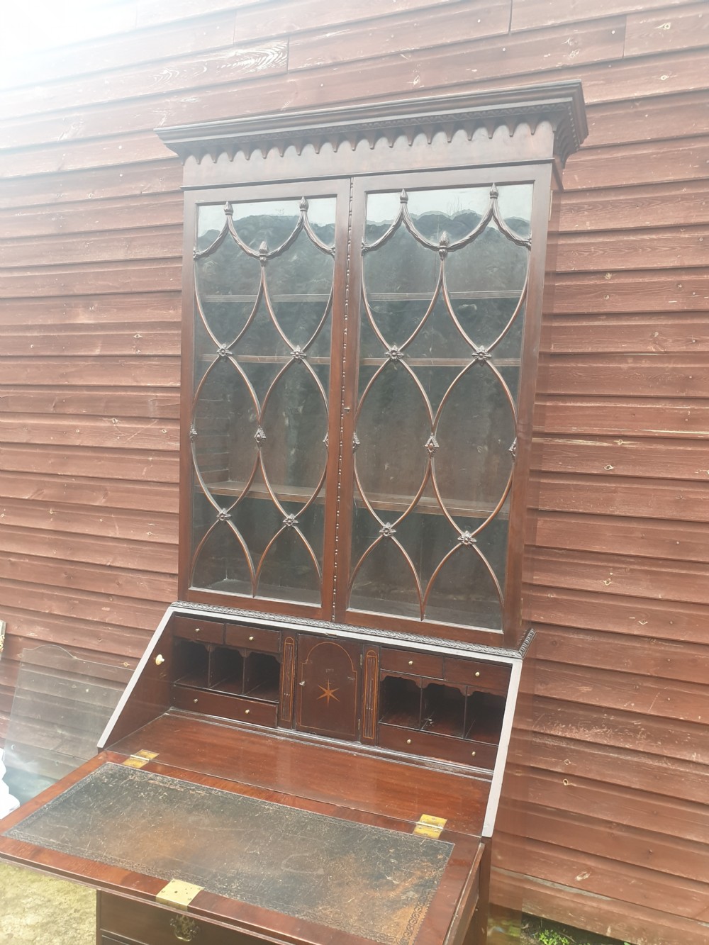 Edwardian mahogany bureau bookcase  View II