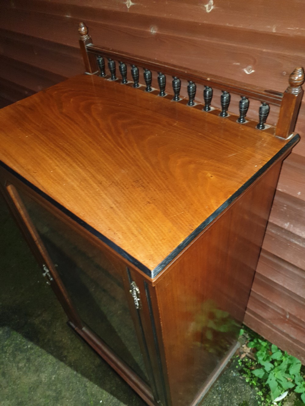 Good quality walnut and ebonised banded music cabinet.  View II