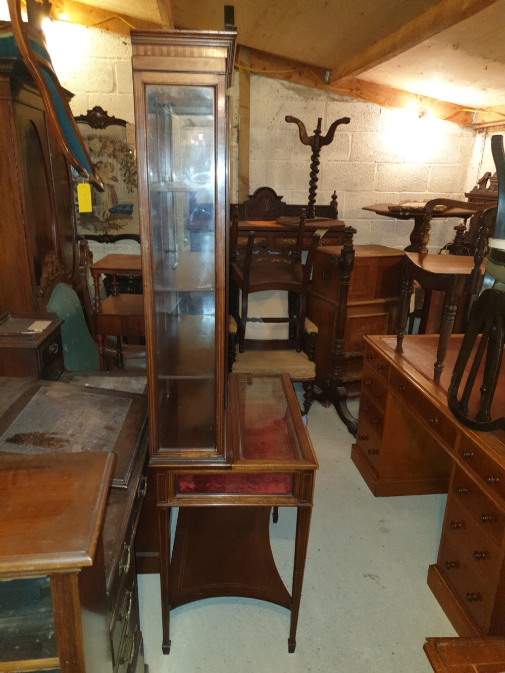 Edwardian inlaid mahogany bijouterie display cabinet  View VIII