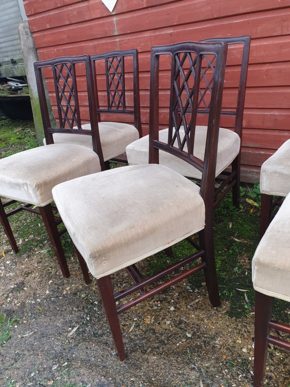 Set of 6 good quality mahogany framed dining chairs  View II