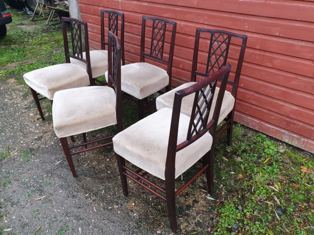 Set of 6 good quality mahogany framed dining chairs  View III