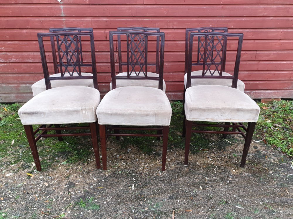 Set of 6 good quality mahogany framed dining chairs  View V