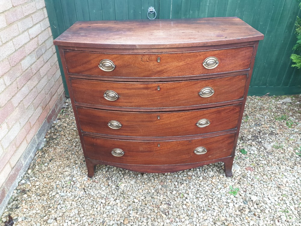 Late Georgian mahogany bow front chest. View V