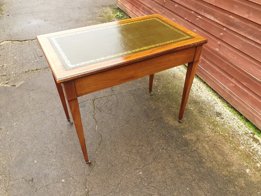 Edwardian inlaid mahogany writing table.  View III